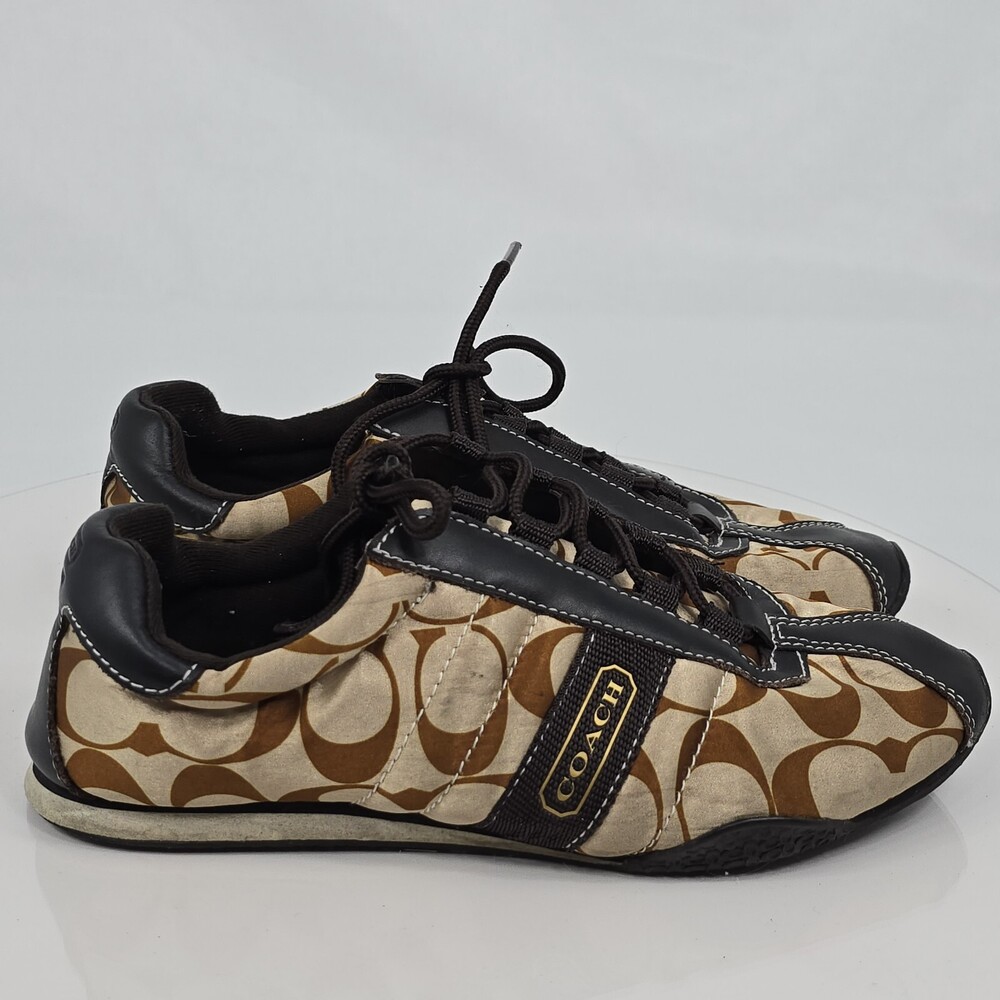 Vintage Y2K Coach Kirby 6.5 Sateen/Satin Monogram Signature Logo Sneakers Brown